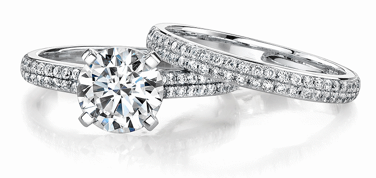 Tiffany Cathedral micropave wedding set (ring and band) 